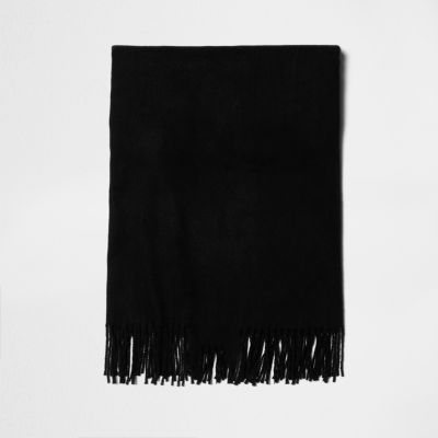 Black tassel brushed scarf